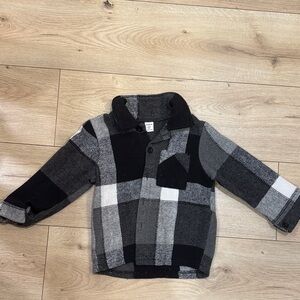 Plaid Kids Shirt in Black and Gray